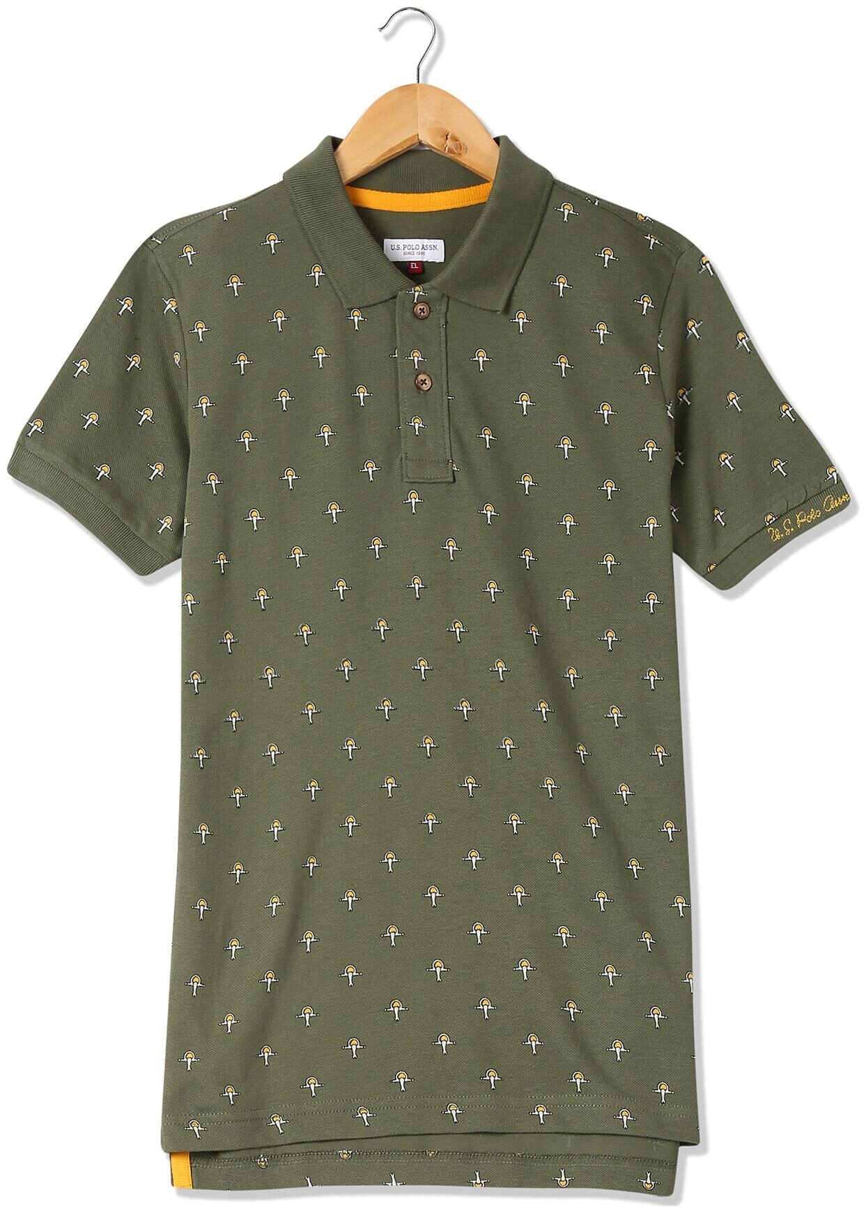 

U S Polo Assn Boy Cotton Printed T-shirt - Green