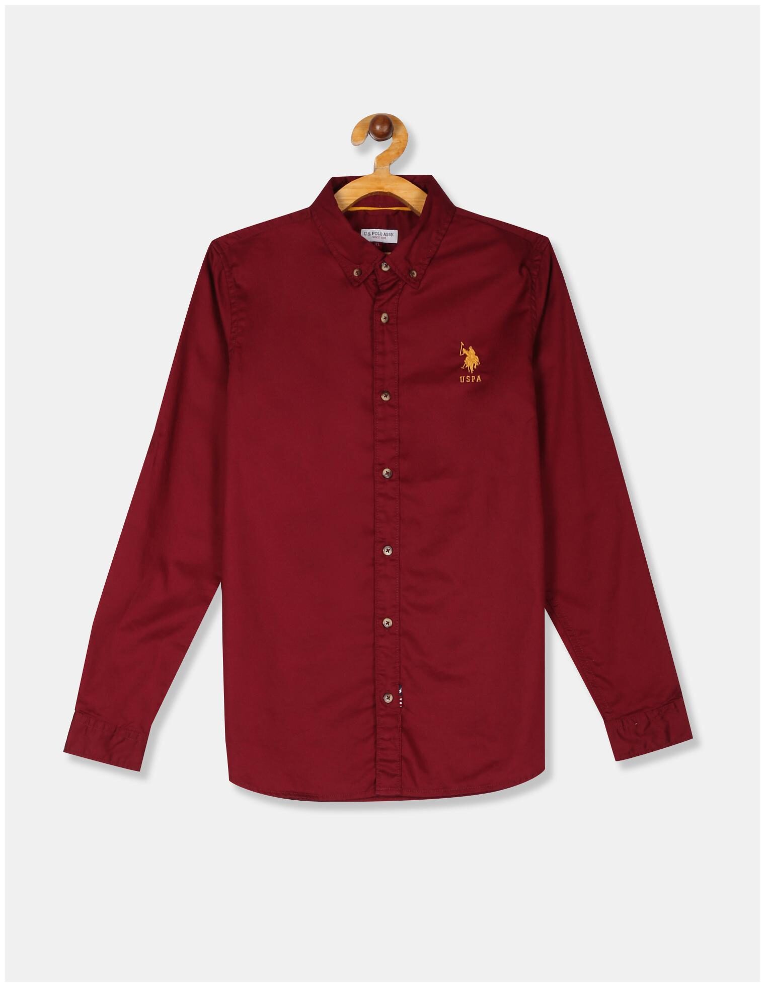 

U S Polo Assn Boy Cotton Solid Shirt Red
