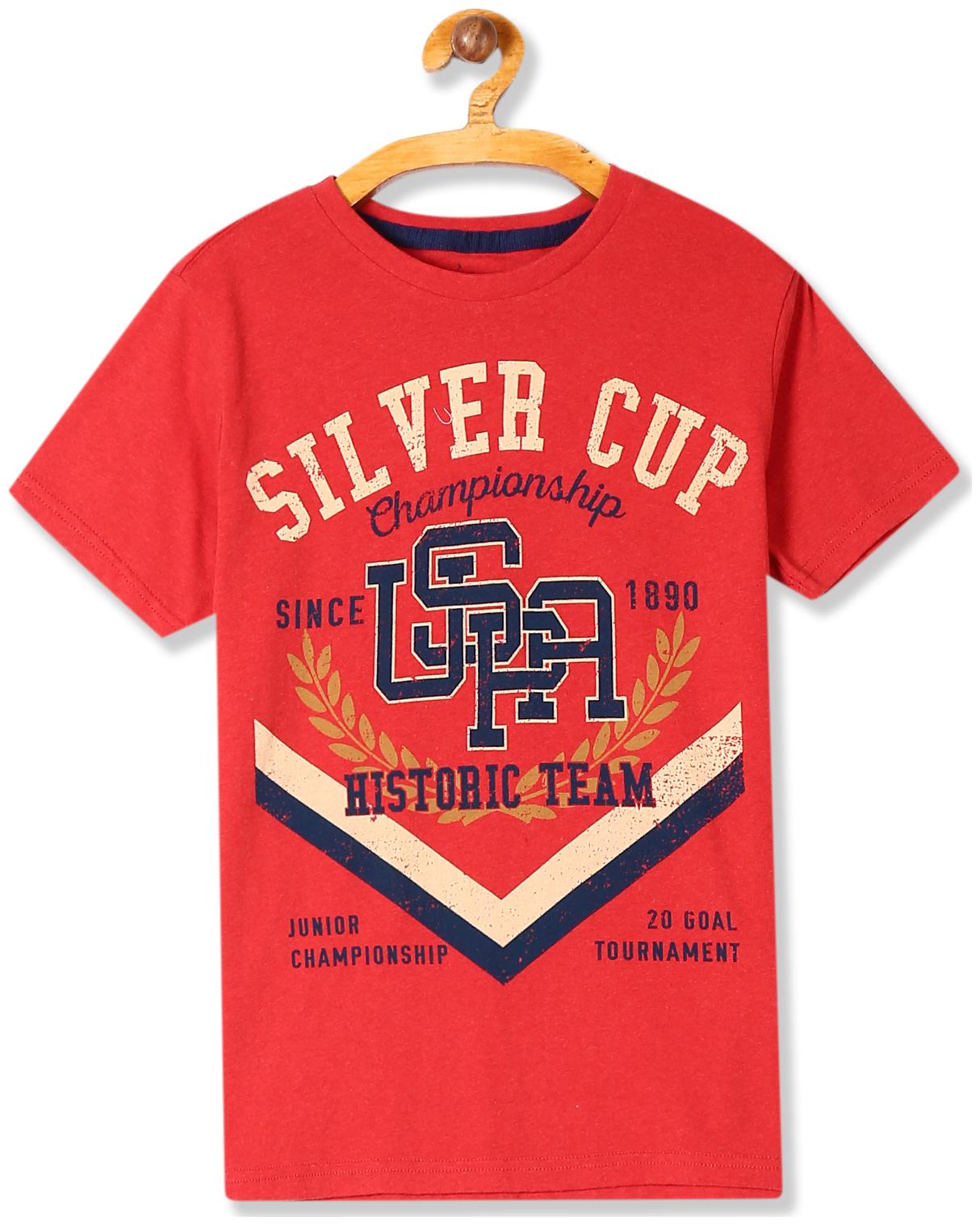 

U S Polo Assn Boy Cotton Printed T-shirt - Red
