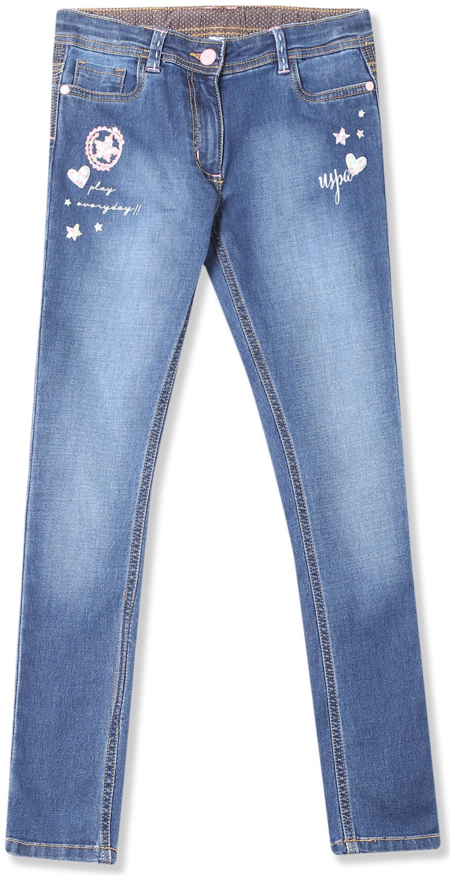 

U S Polo Assn Baby girl Cotton Printed Jeans - Blue