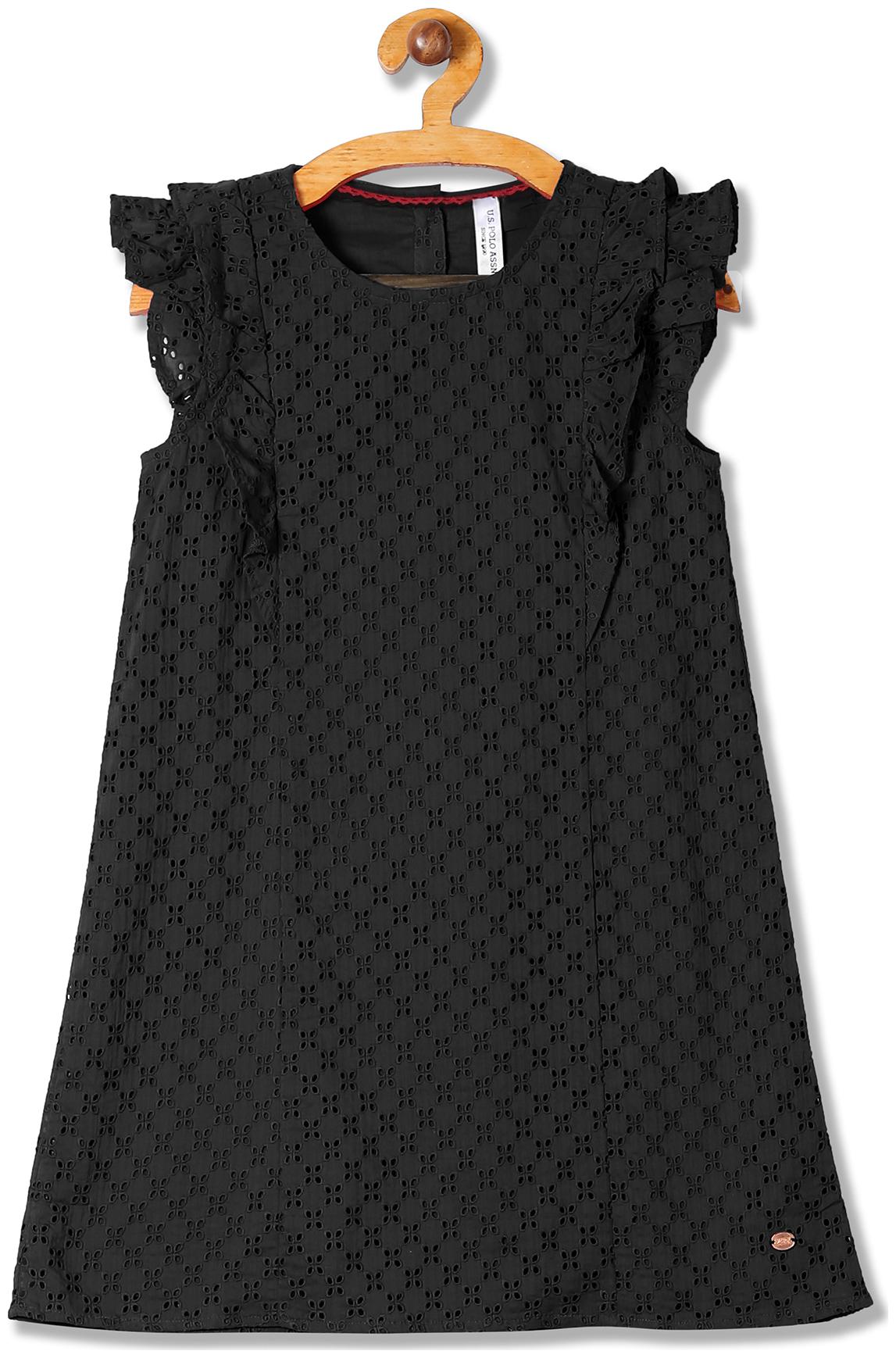 

U S Polo Assn Black Cotton Short Sleeves Knee Length Princess Frock ( Pack of 1 )