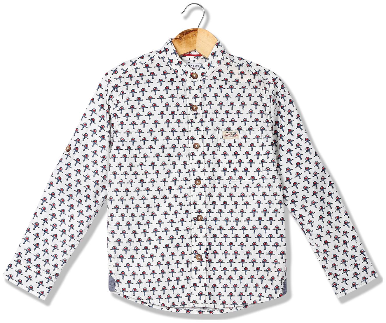 

U S Polo Assn Boy Cotton Printed Shirt White
