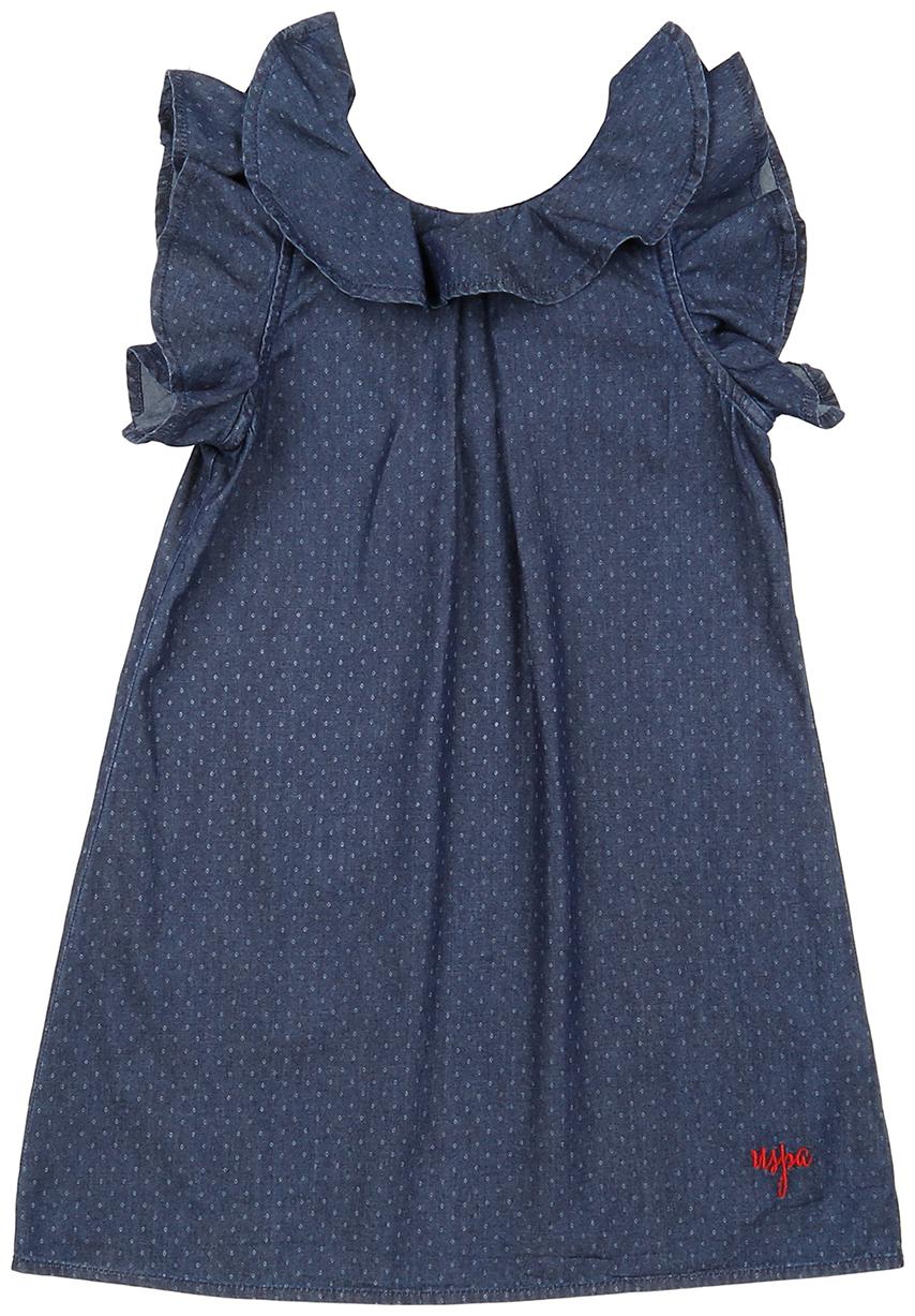 

U S Polo Assn Blue Cotton Short Sleeves Knee Length Princess Frock ( Pack of 1 )