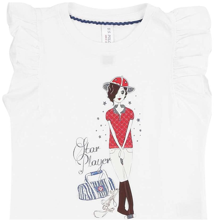 

U S Polo Assn Girl Cotton Printed Top - White
