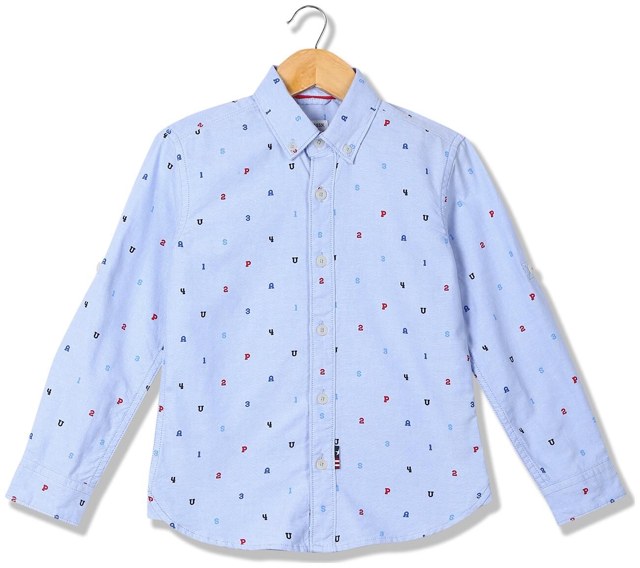 

U S Polo Assn Boy Cotton Printed Shirt Blue