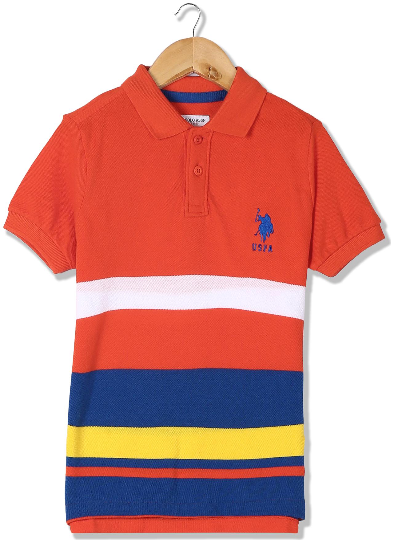 

U S Polo Assn Boy Cotton Striped T-shirt - Orange