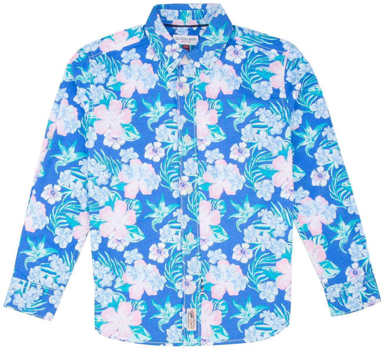 

U S Polo Assn Boy Cotton Printed Shirt Blue