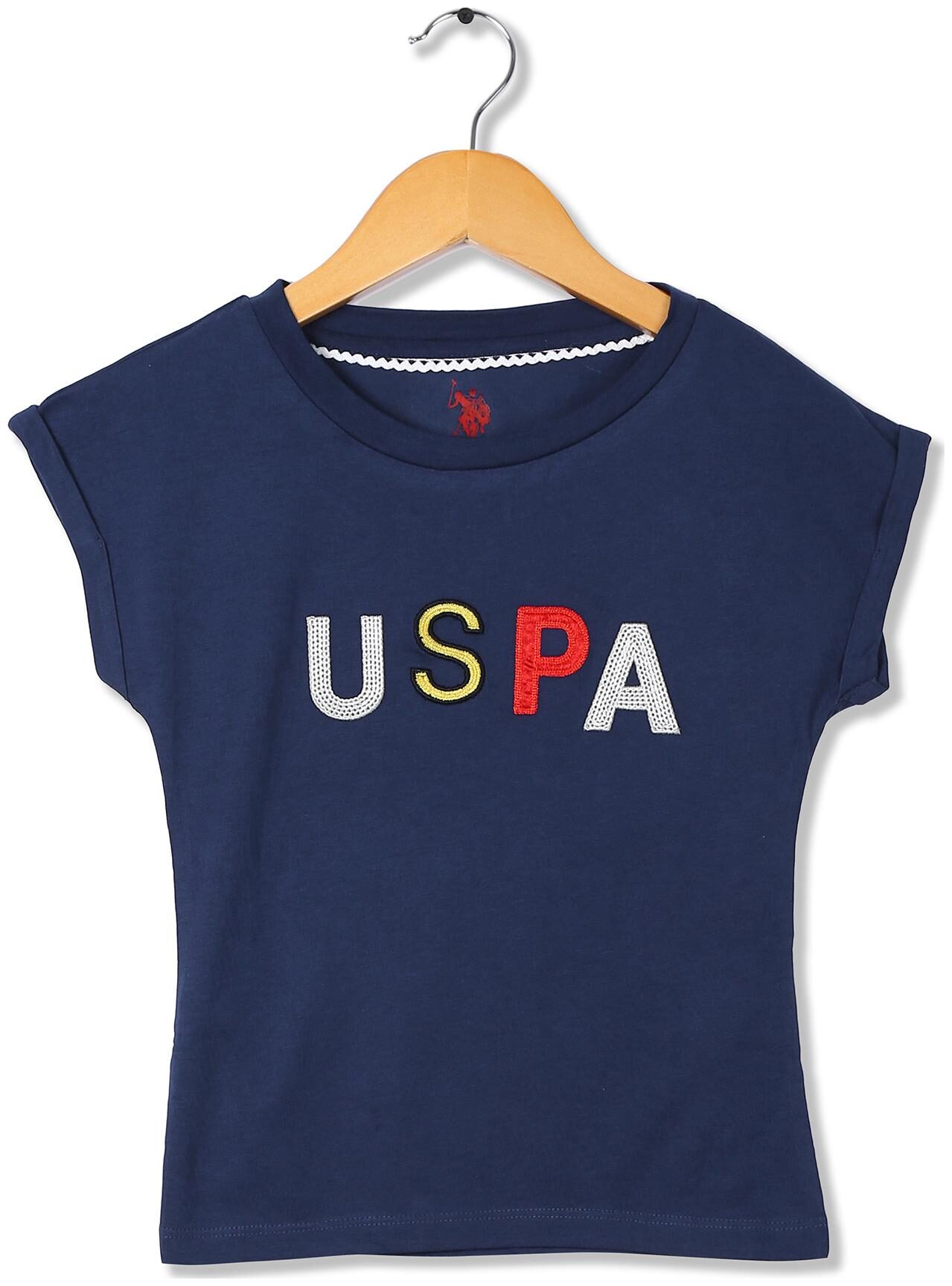 

U S Polo Assn Cotton Solid Top for Baby Girl - Blue