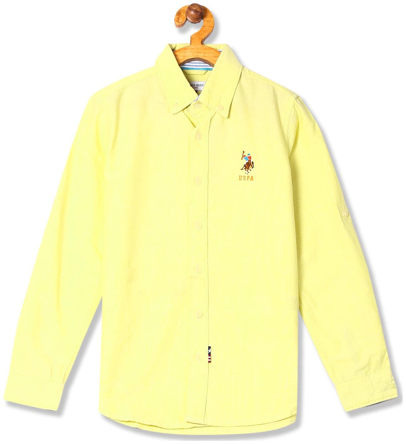 

U S Polo Assn Boy Cotton Solid Shirt Yellow