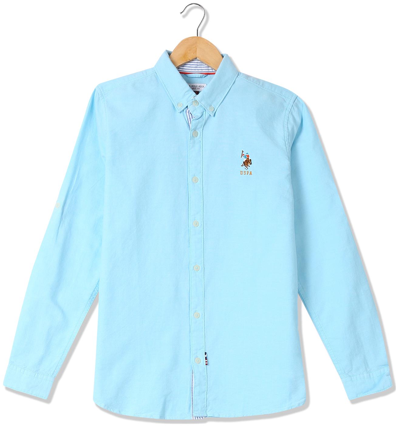 

U S Polo Assn Boy Cotton Solid Shirt Blue
