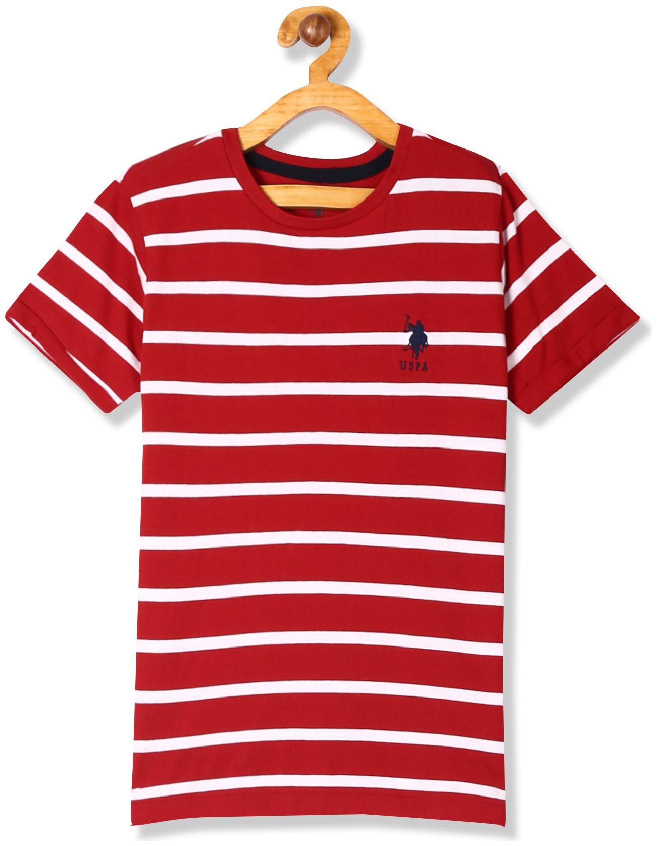 

U S Polo Assn Boy Cotton Striped T-shirt - Red