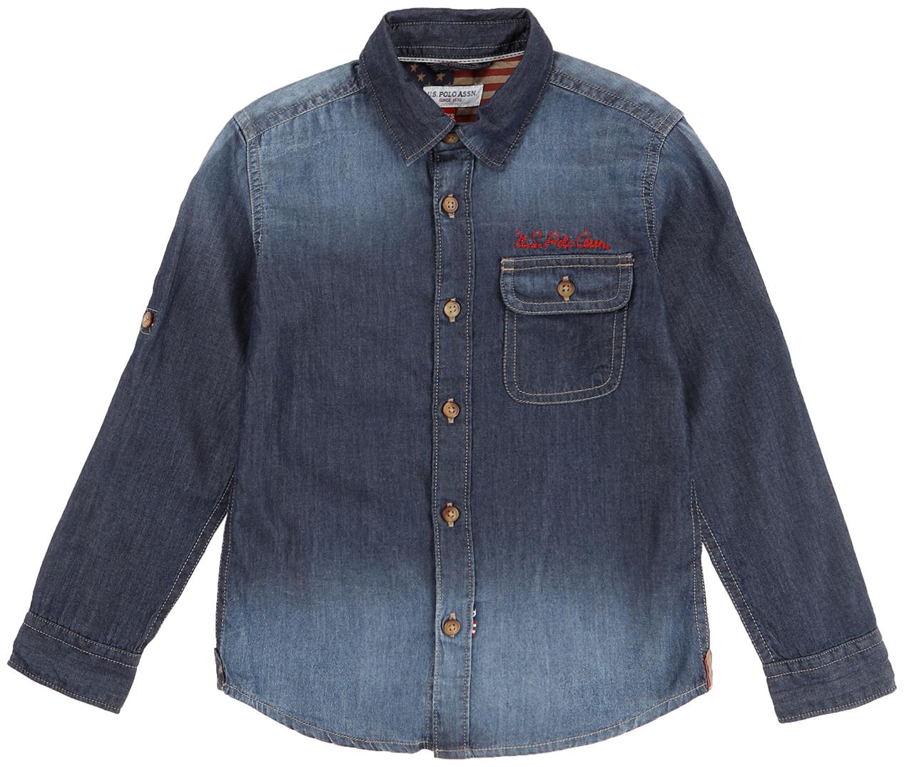 

U S Polo Assn Boy Cotton Solid Shirt Blue