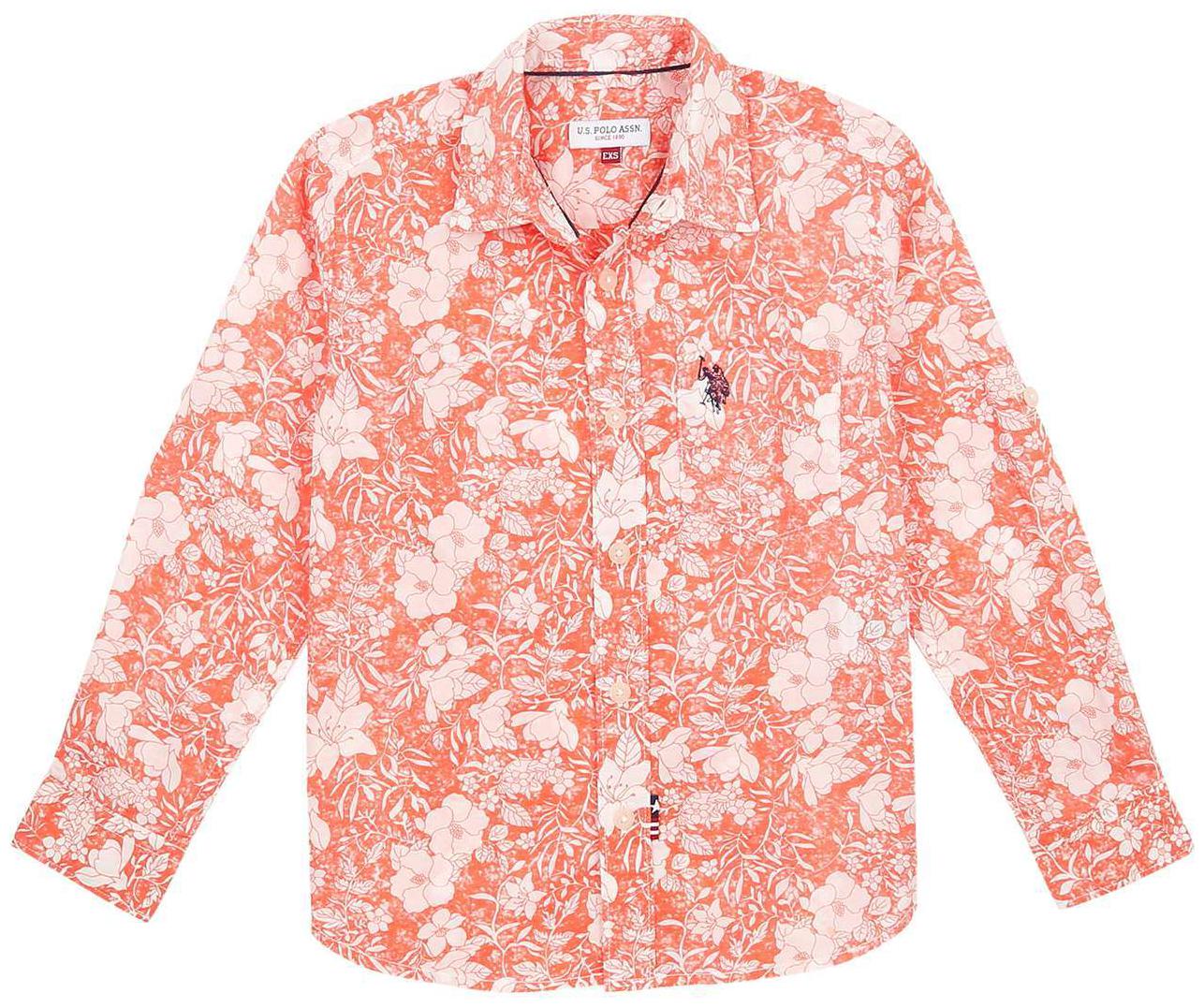 

U S Polo Assn Boy Cotton Printed Shirt Orange