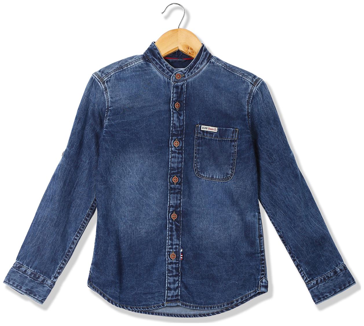 

U S Polo Assn Boy Cotton Solid Shirt Blue