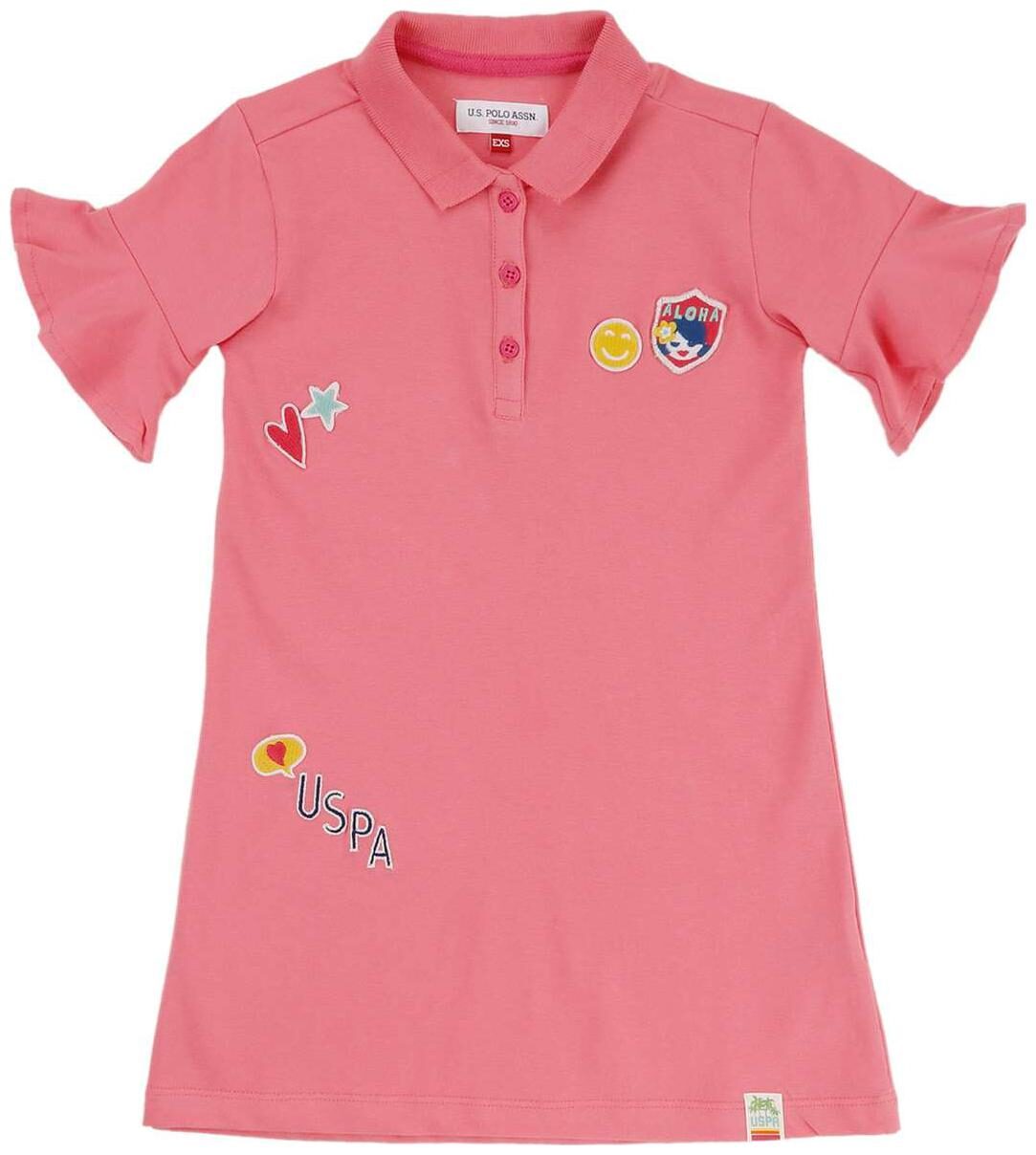 

U S Polo Assn Pink Cotton Short Sleeves Above Knee Princess Frock ( Pack of 1 )