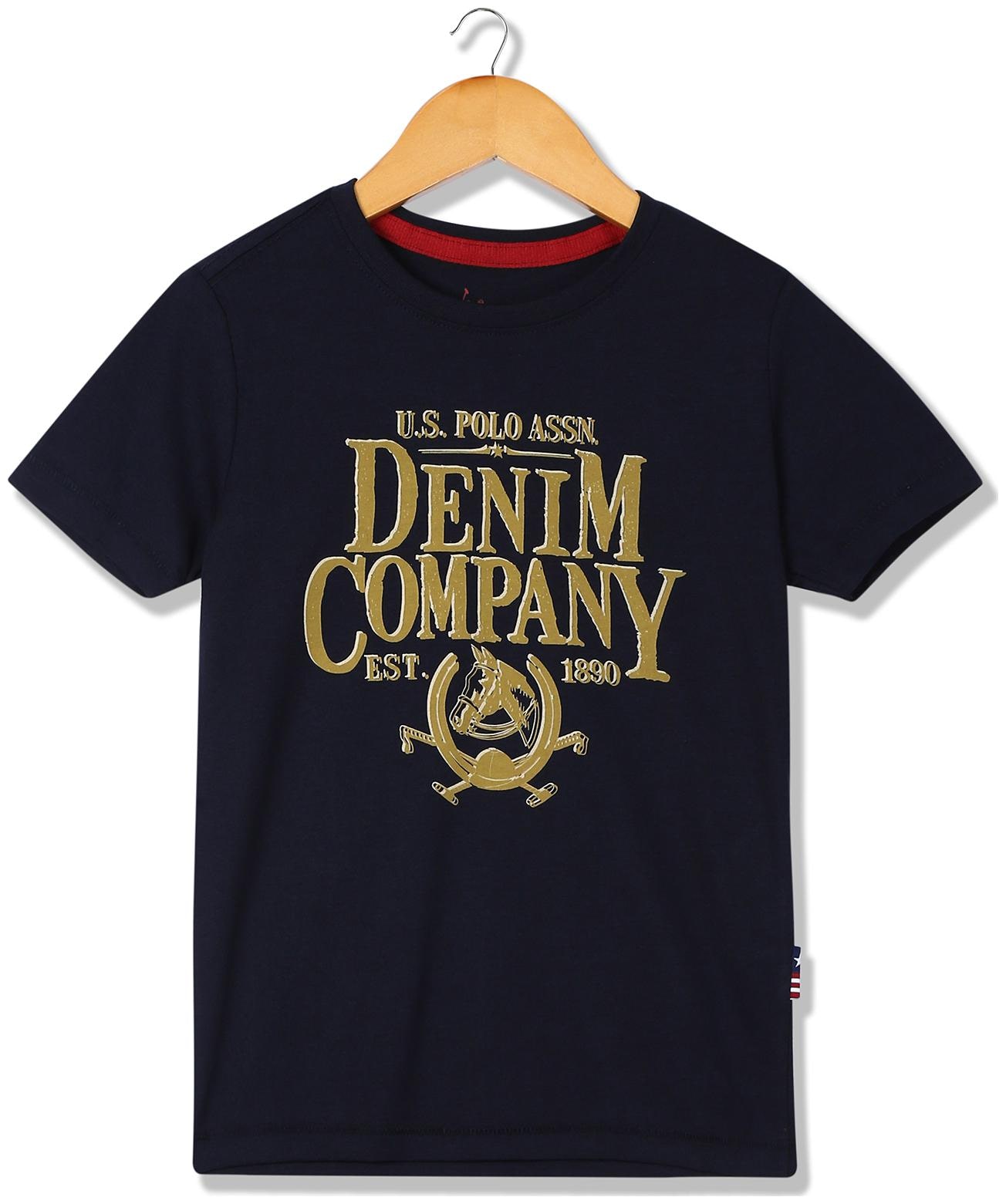 

U S Polo Assn Boy Cotton Printed T-shirt - Blue
