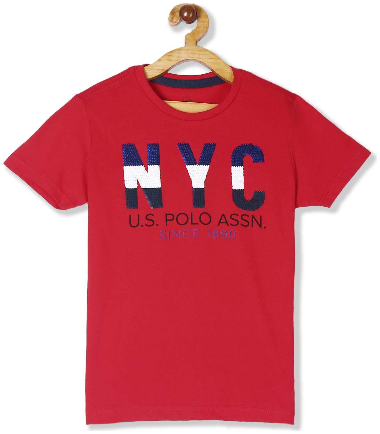 

U S Polo Assn Boy Cotton Embellished T-shirt - Red