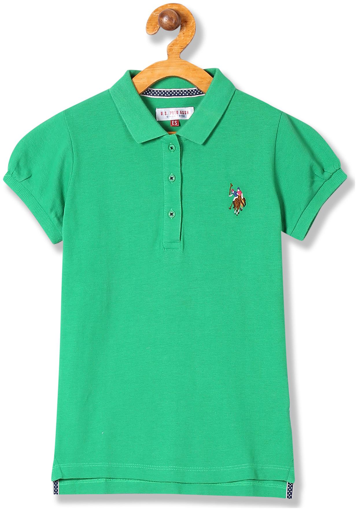 

U S Polo Assn Girl Cotton Solid T shirt - Green