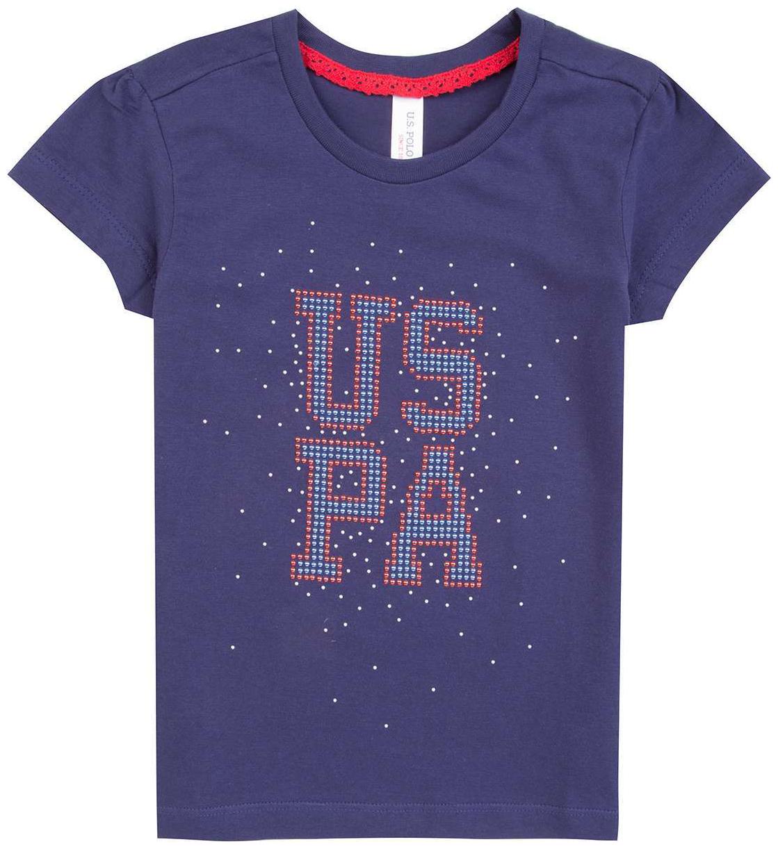 

U S Polo Assn Girl Cotton Embellished T shirt - Blue