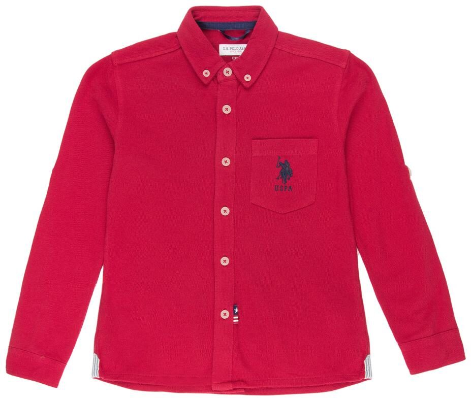 

U S Polo Assn Boy Cotton Solid Shirt Red