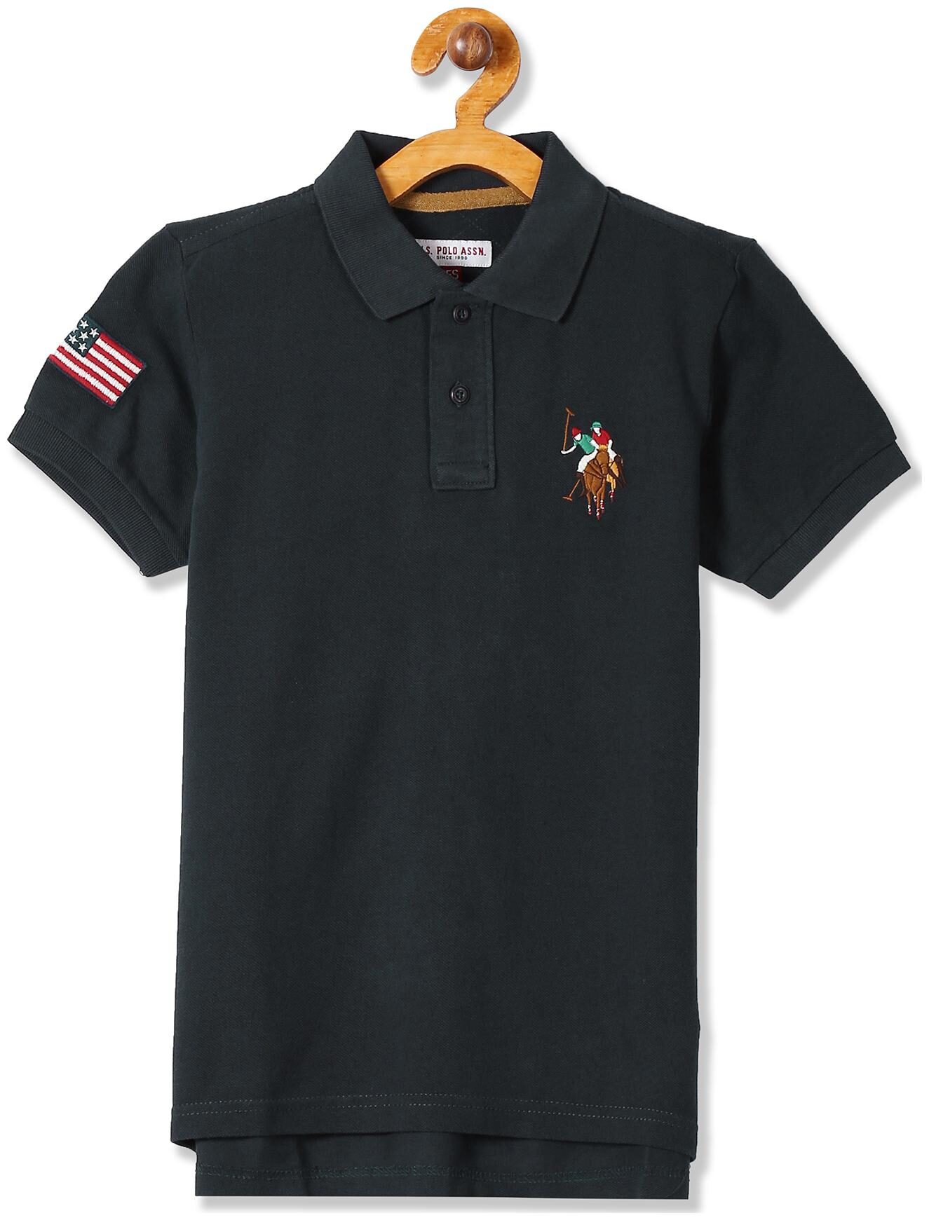 

U S Polo Assn Boy Cotton Solid T-shirt - Black
