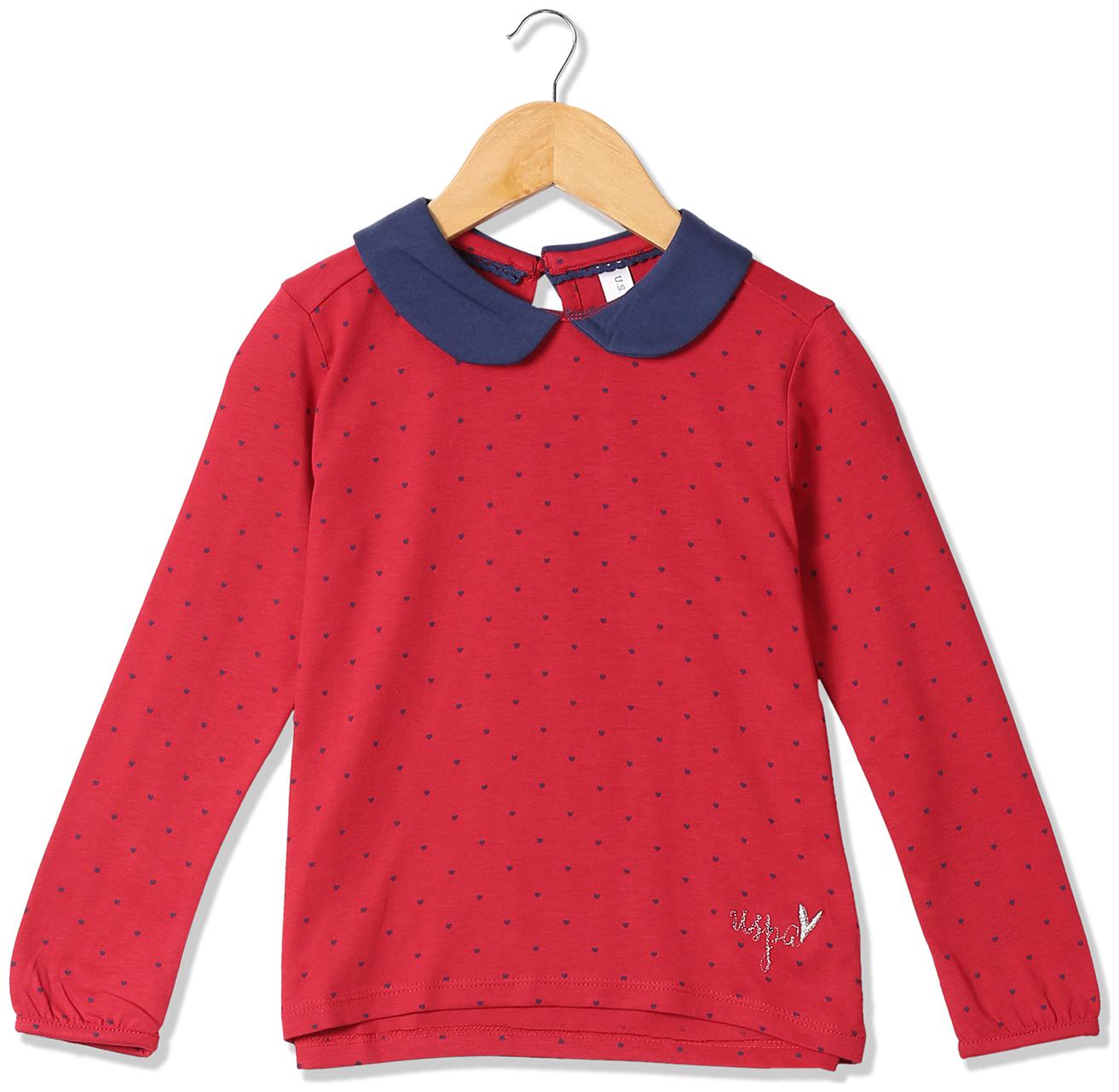 

U S Polo Assn Girl Cotton Printed Top - Red
