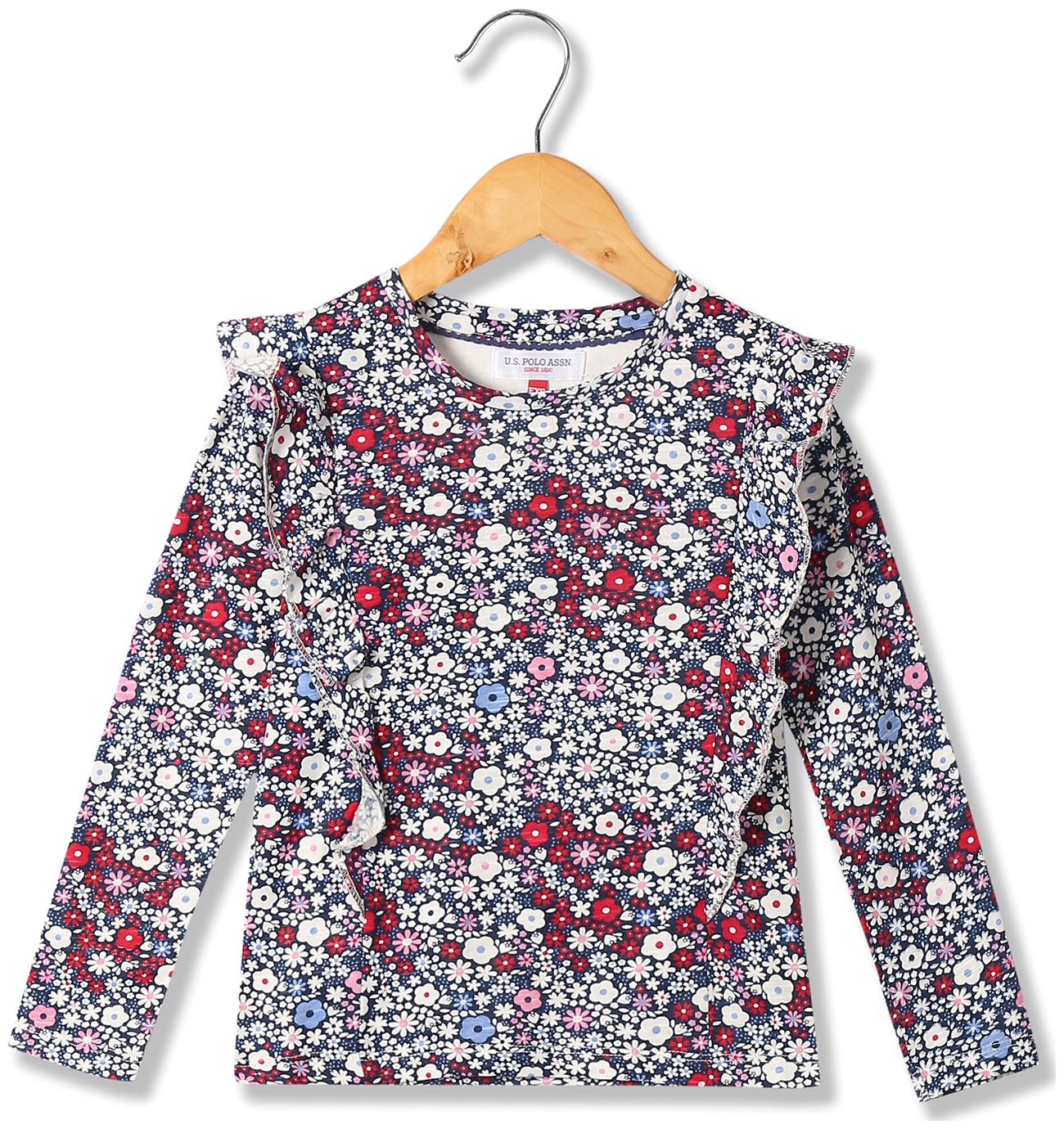 

U S Polo Assn Girl Cotton Printed Top - Multi