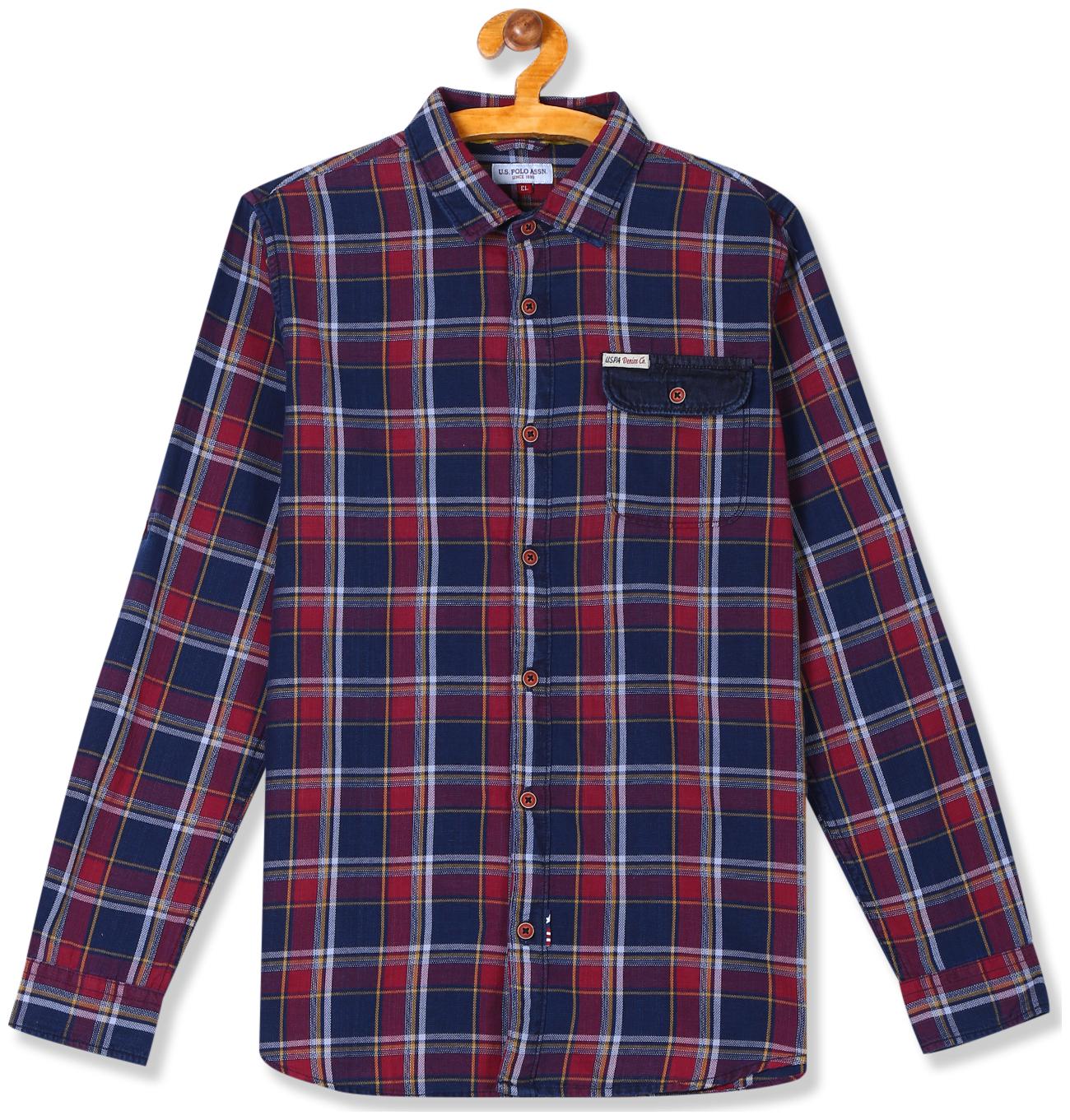 

U S Polo Assn Boy Cotton Checked Shirt Multi