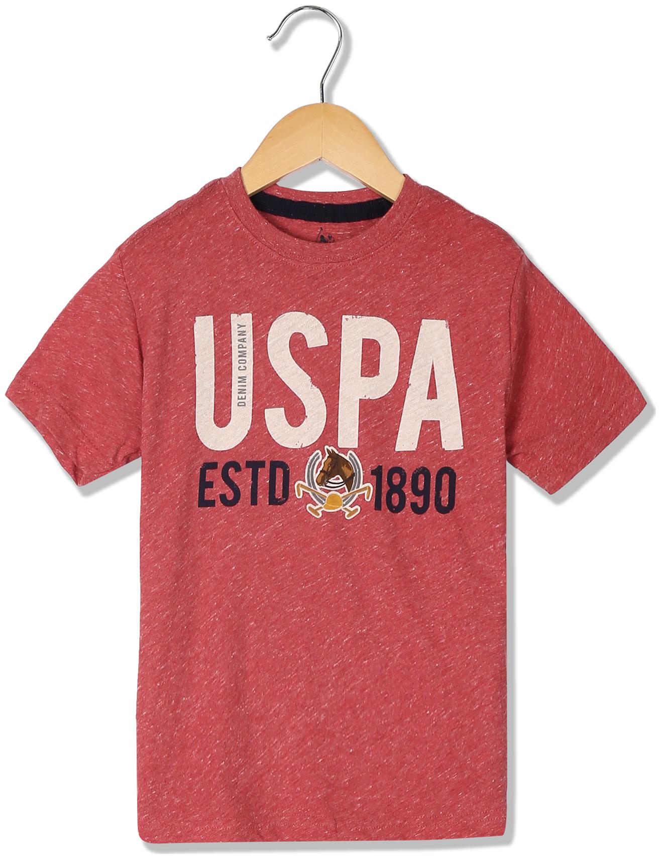 

U S Polo Assn Boy Cotton Solid T-shirt - Red