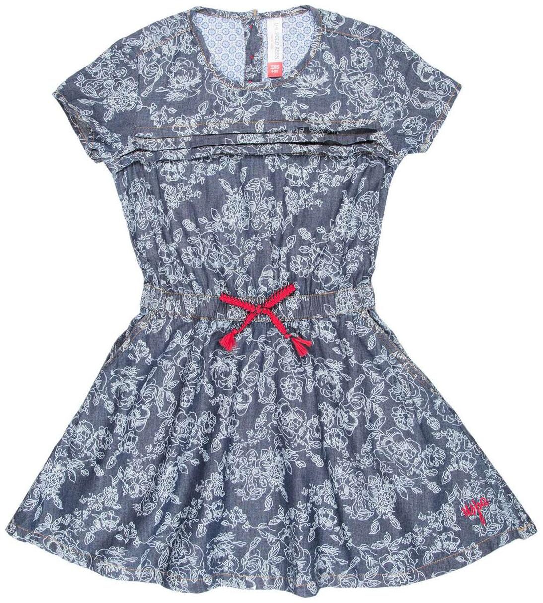 

U S Polo Assn Blue Cotton Short Sleeves Knee Length Princess Frock ( Pack of 1 )
