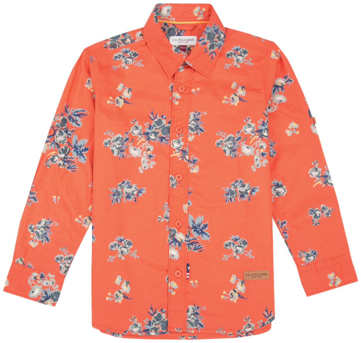 

U S Polo Assn Boy Cotton Printed Shirt Orange