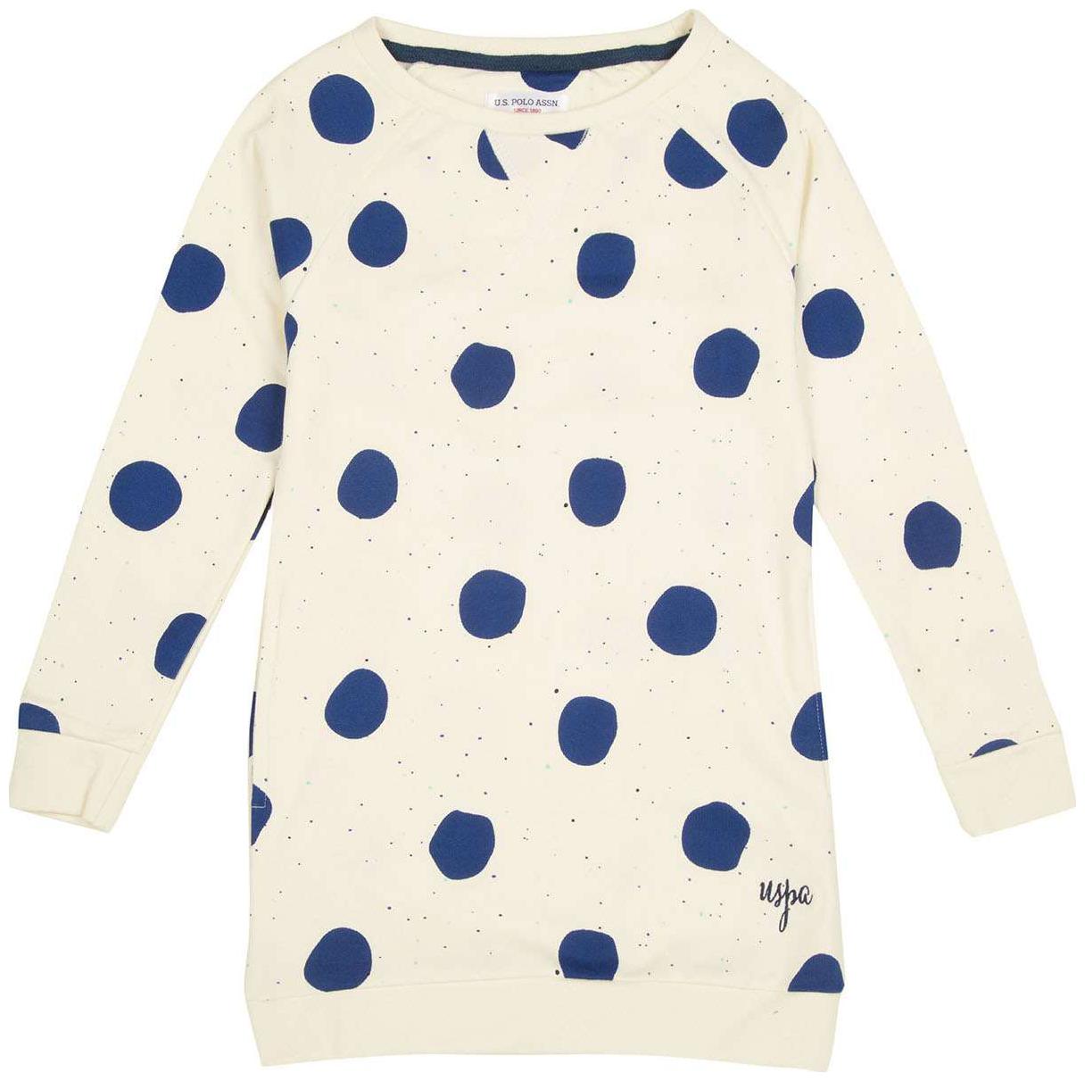 

U S Polo Assn White Cotton Full Sleeves Knee Length Princess Frock ( Pack of 1 )