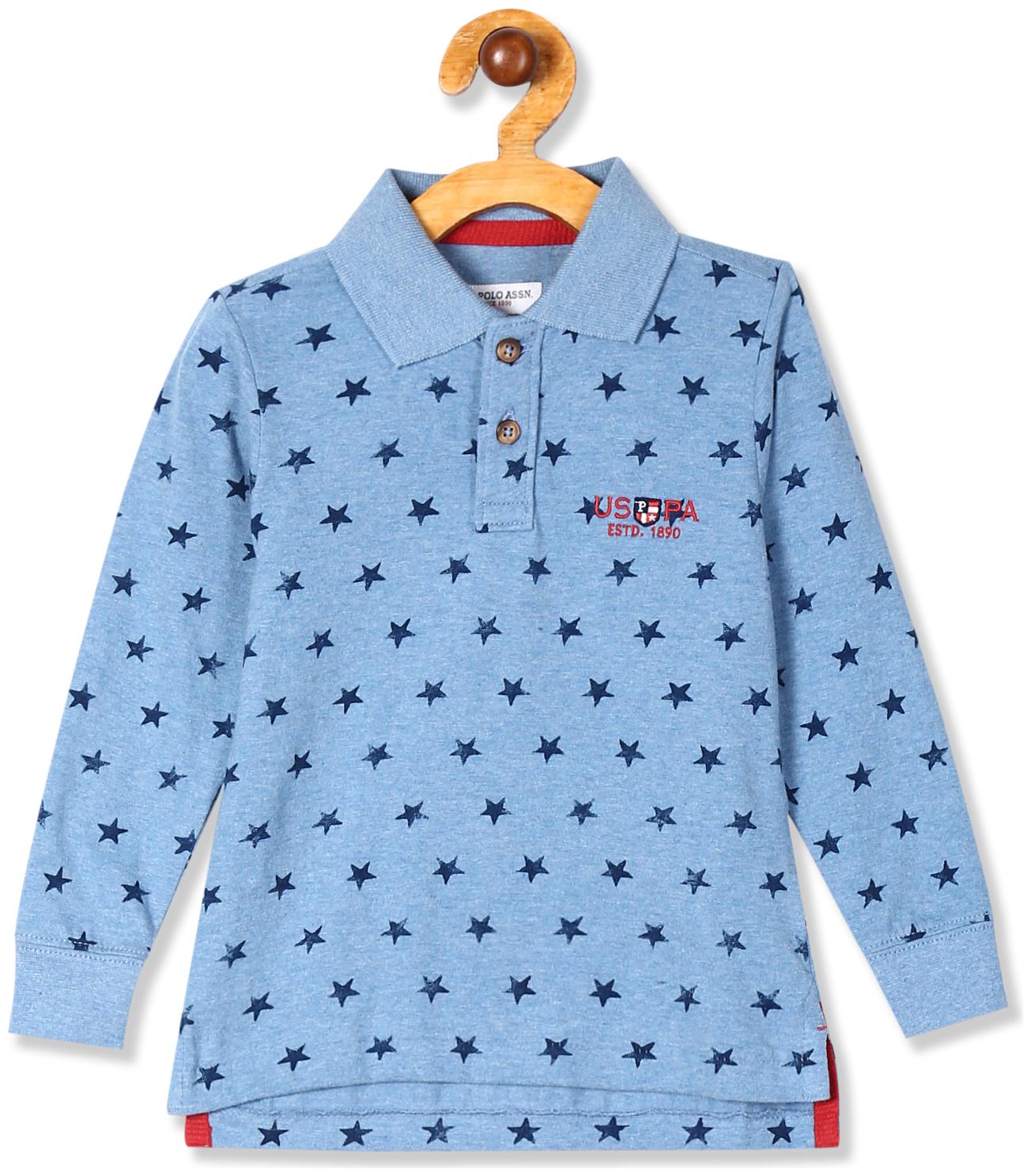 

U S Polo Assn Boy Cotton Printed T-shirt - Blue