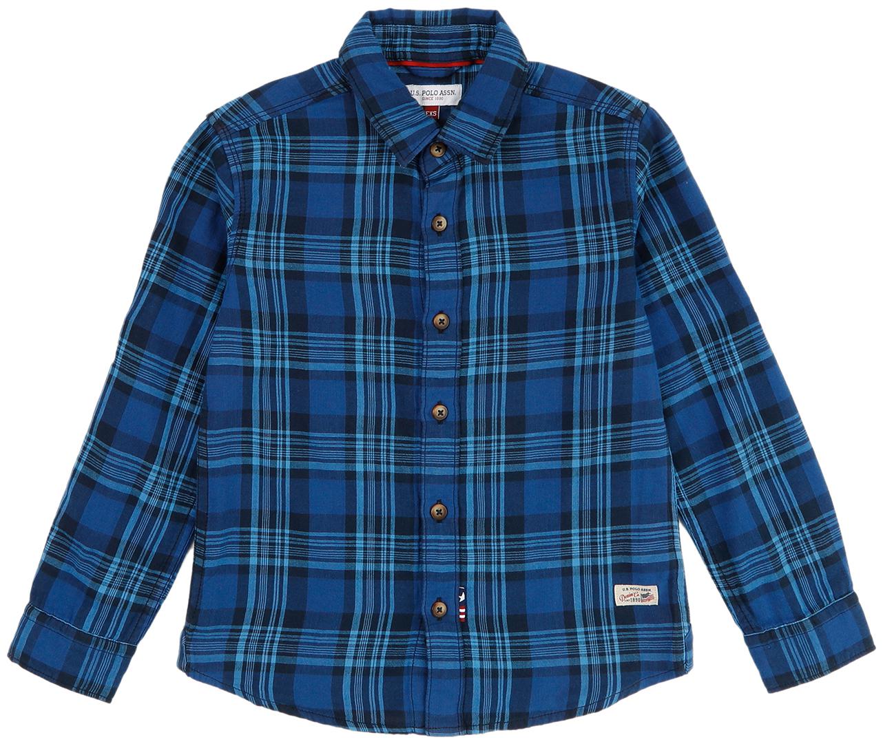

U S Polo Assn Boy Cotton Checked Shirt Blue