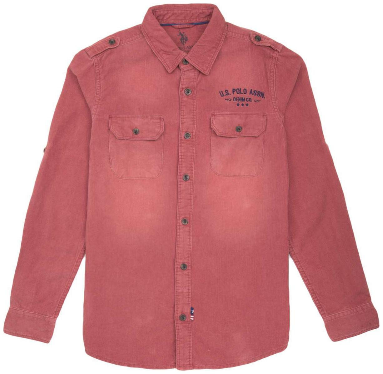 

U S Polo Assn Boy Cotton Solid Shirt Red