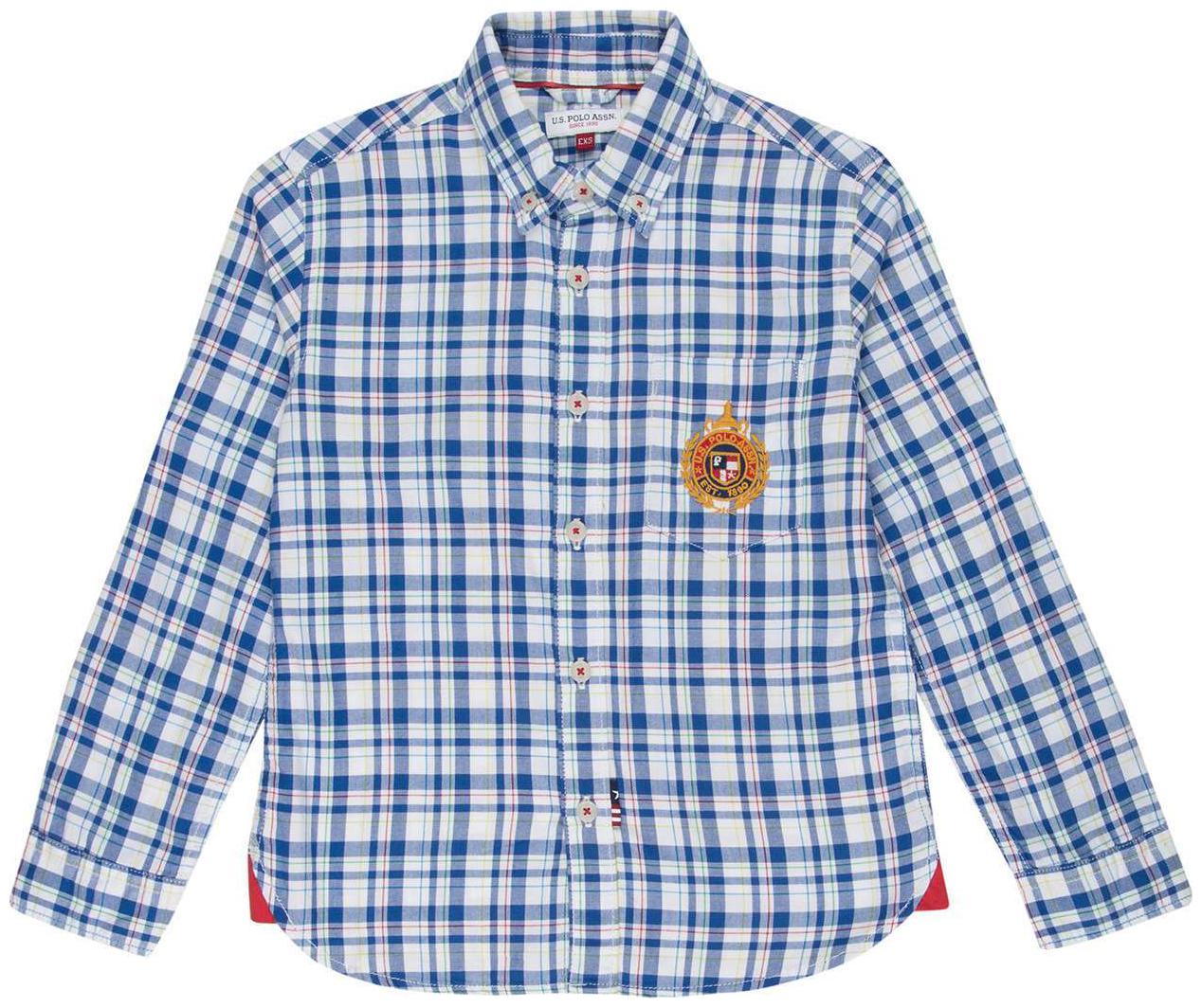 

U S Polo Assn Boy Cotton Checked Shirt Blue