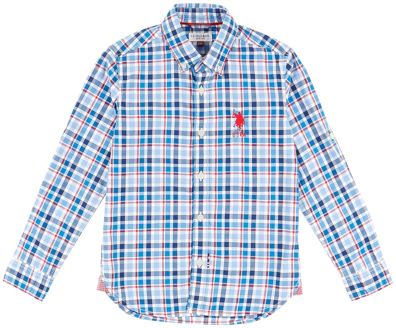 

U S Polo Assn Boy Cotton Checked Shirt Blue