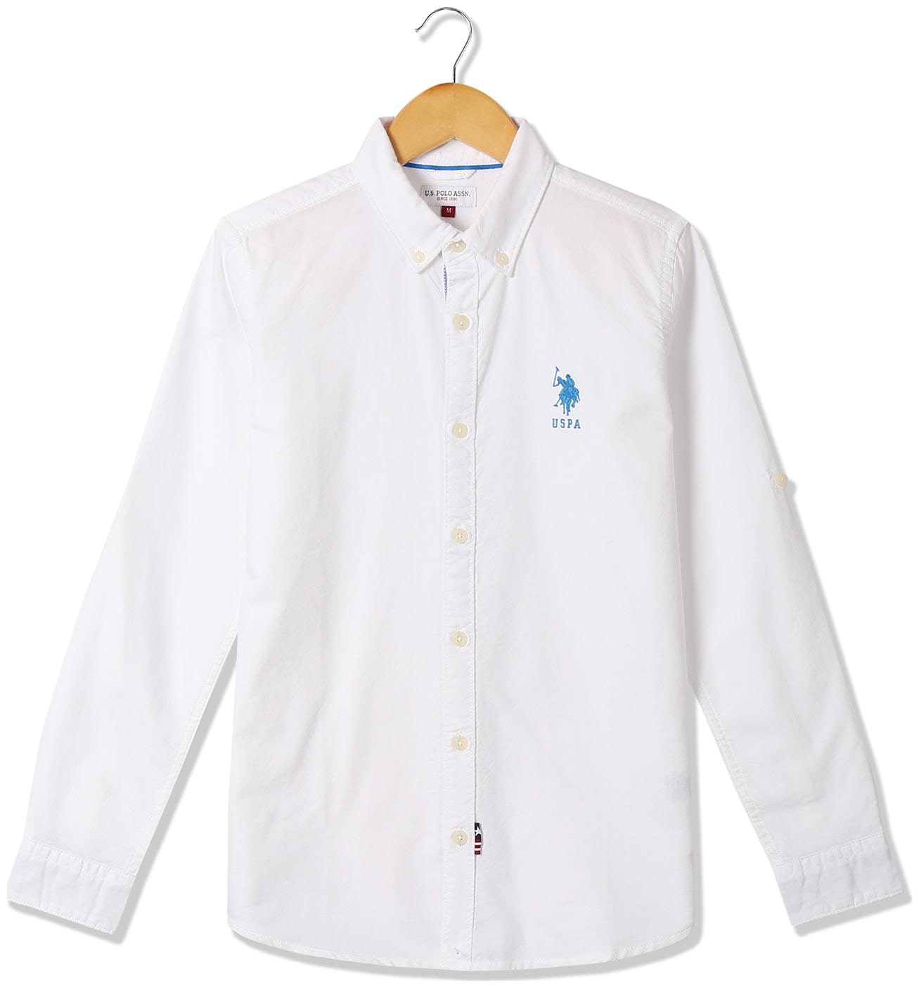 

U S Polo Assn Boy Cotton Solid Shirt White