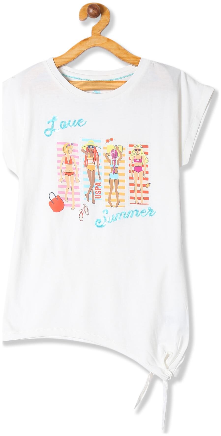 

U S Polo Assn Cotton Printed Top for Baby Girl - White