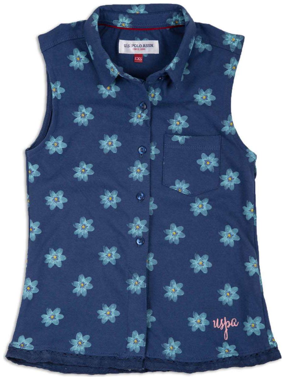 

U S Polo Assn Girl Cotton Printed Shirt - Blue