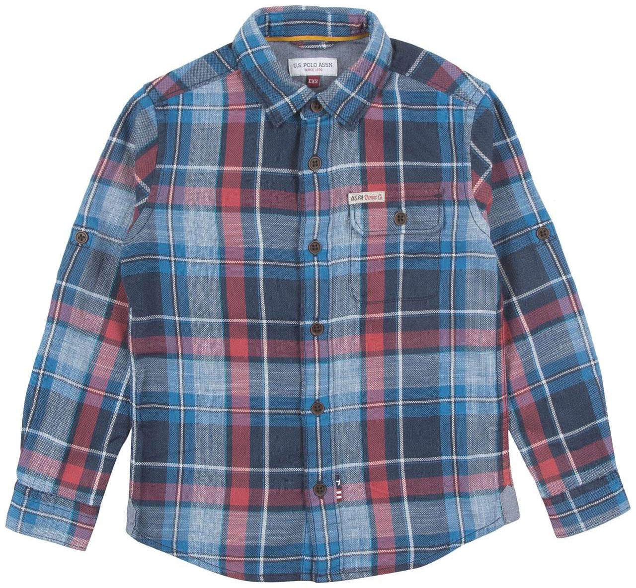 

U S Polo Assn Boy Cotton Checked Shirt Blue