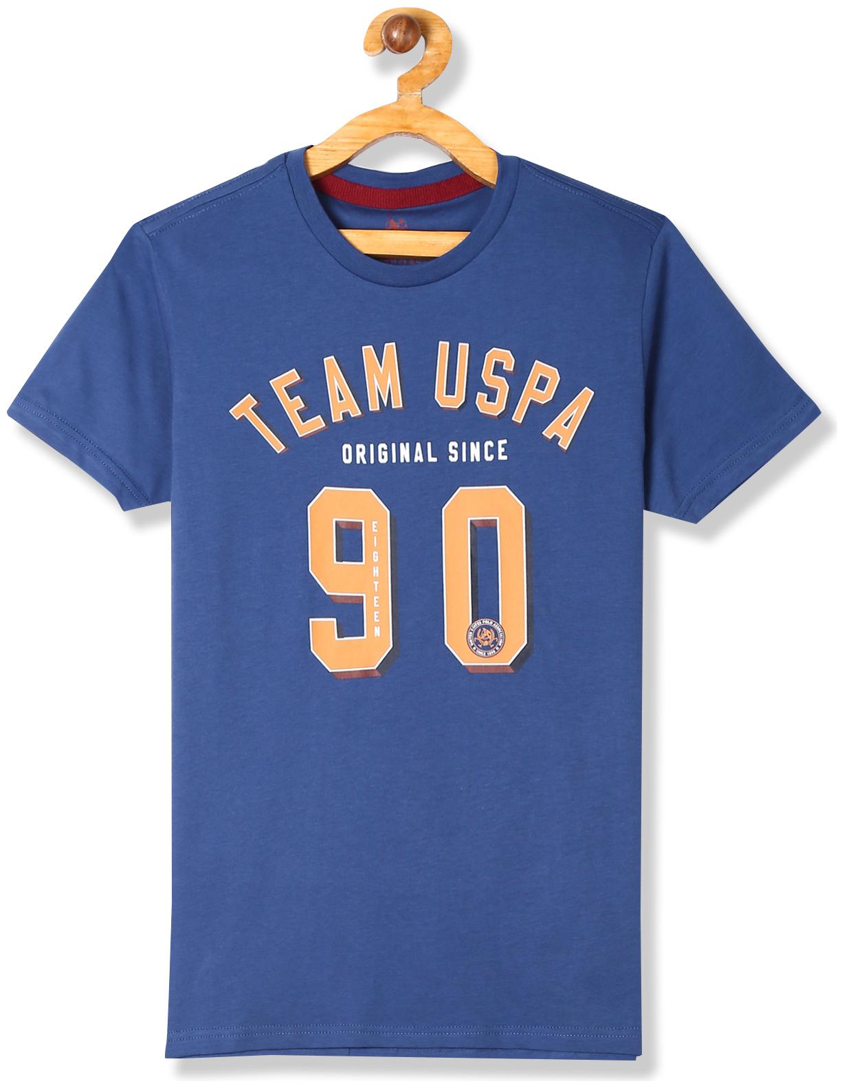 

U S Polo Assn Boy Cotton Printed T-shirt - Blue
