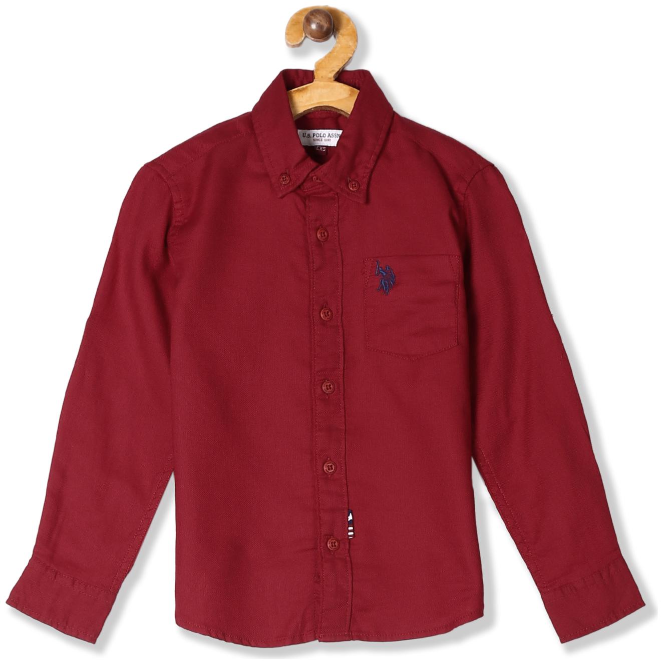 

U S Polo Assn Boy Cotton Solid Shirt Red