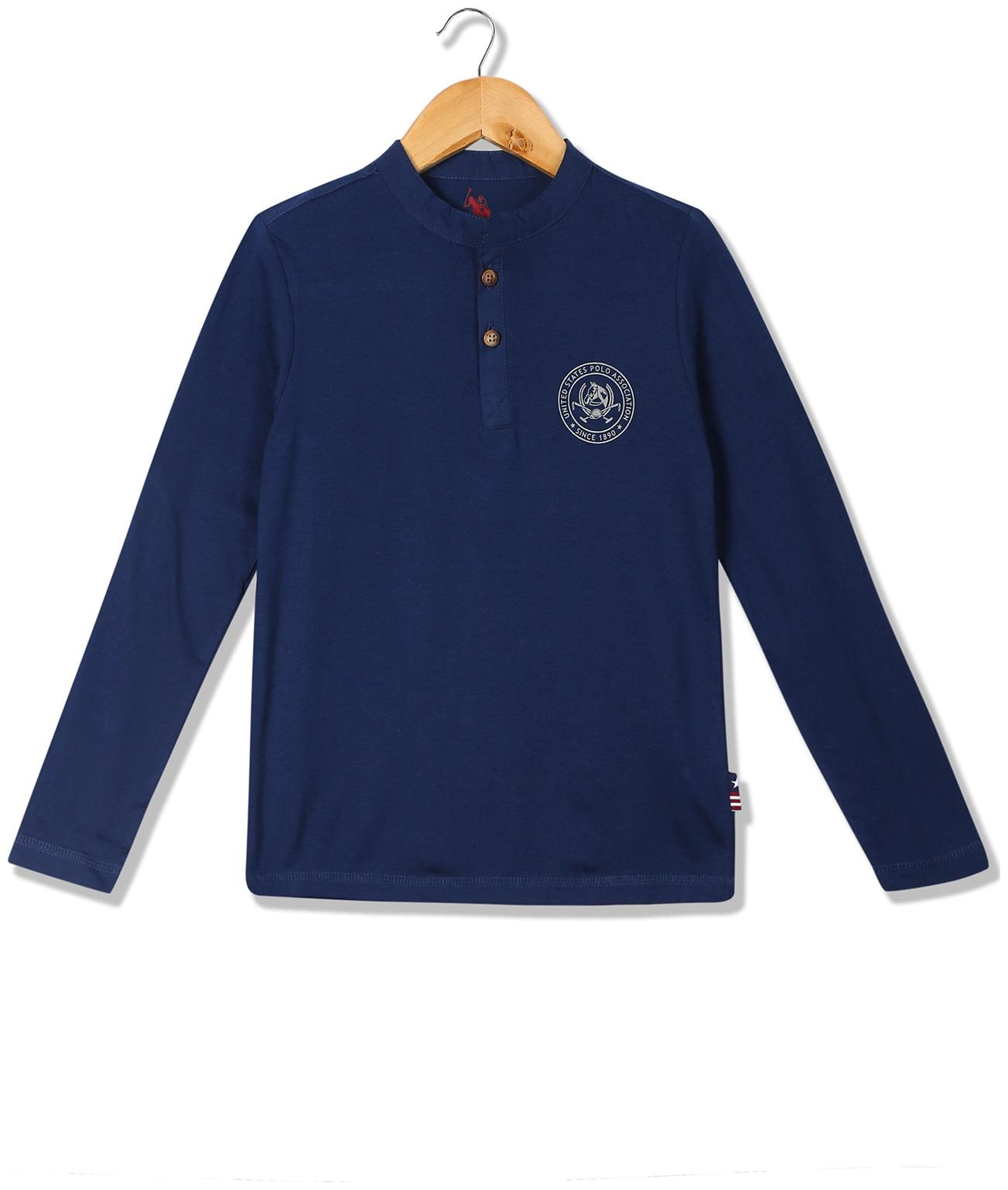 

U S Polo Assn Boy Cotton Solid T-shirt - Blue
