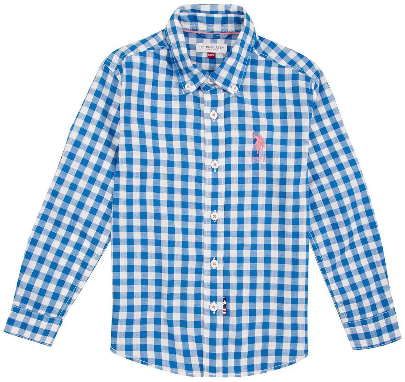 

U S Polo Assn Boy Cotton Checked Shirt Blue