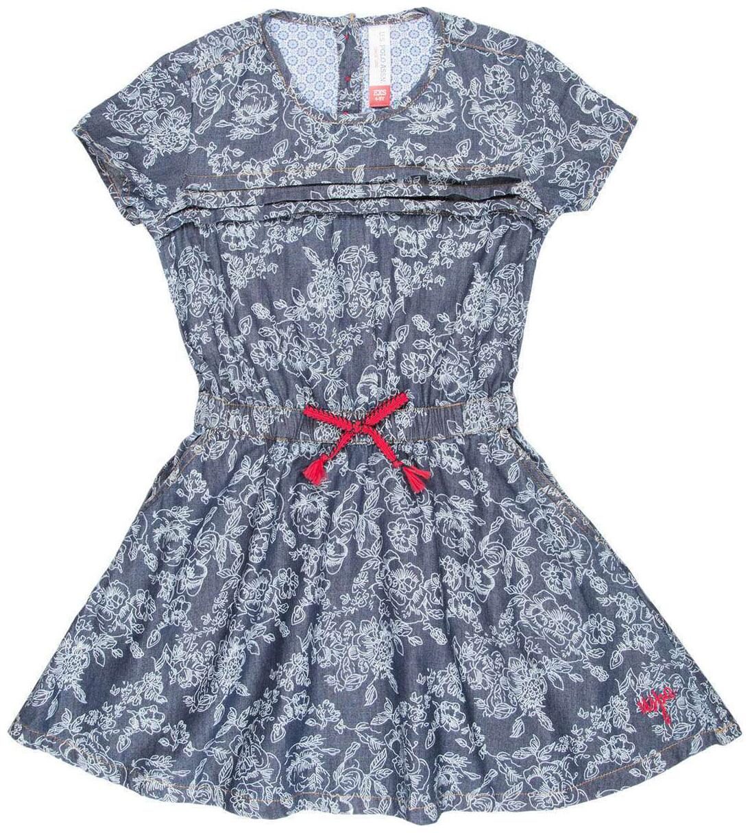 

U S Polo Assn Blue Cotton Short Sleeves Knee Length Princess Frock ( Pack of 1 )