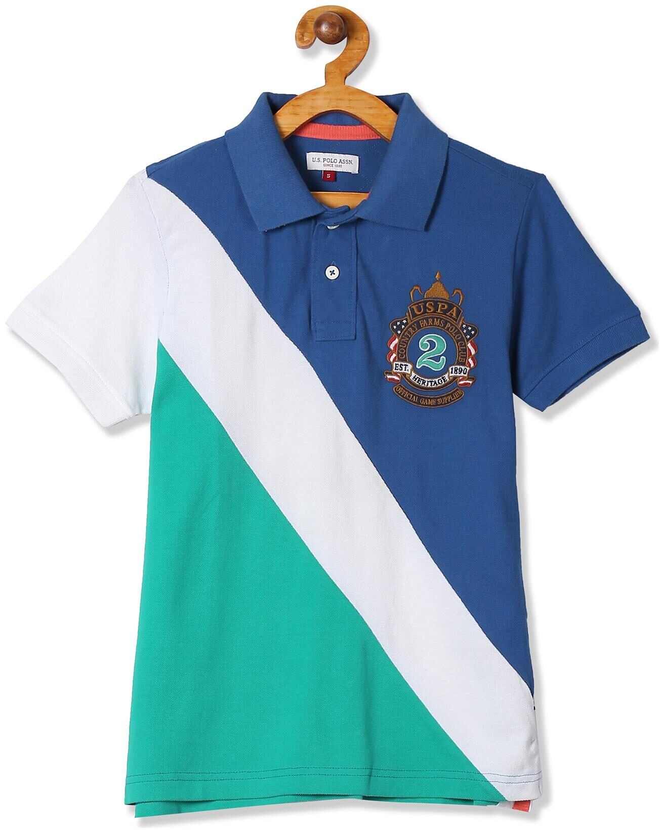 

U S Polo Assn Boy Cotton Colorblocked T-shirt - Blue