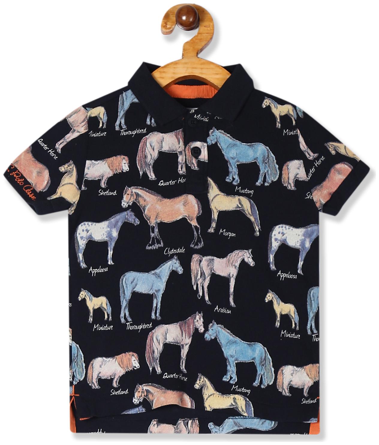

U S Polo Assn Boy Cotton Printed T-shirt - Blue