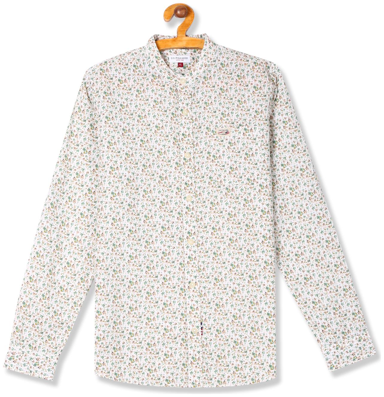 

U S Polo Assn Boy Cotton Printed Shirt Beige