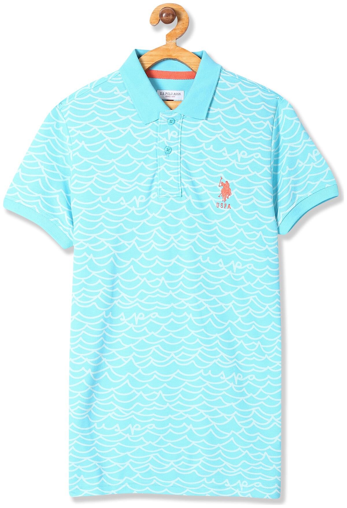 

U S Polo Assn Cotton Printed T shirt for Baby Boy - Blue